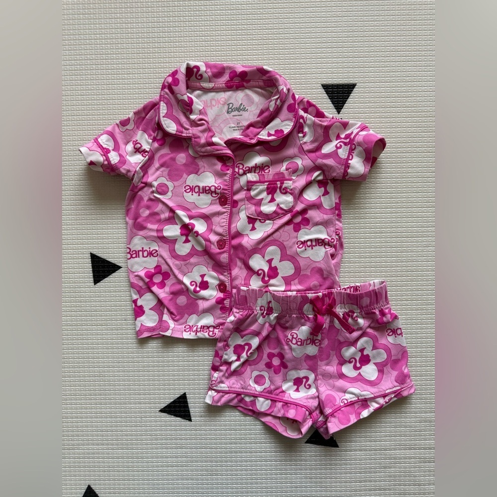 Barbie|Baby girl,toddler Pink boho Floral matching pajama set,top & shorts•••2T